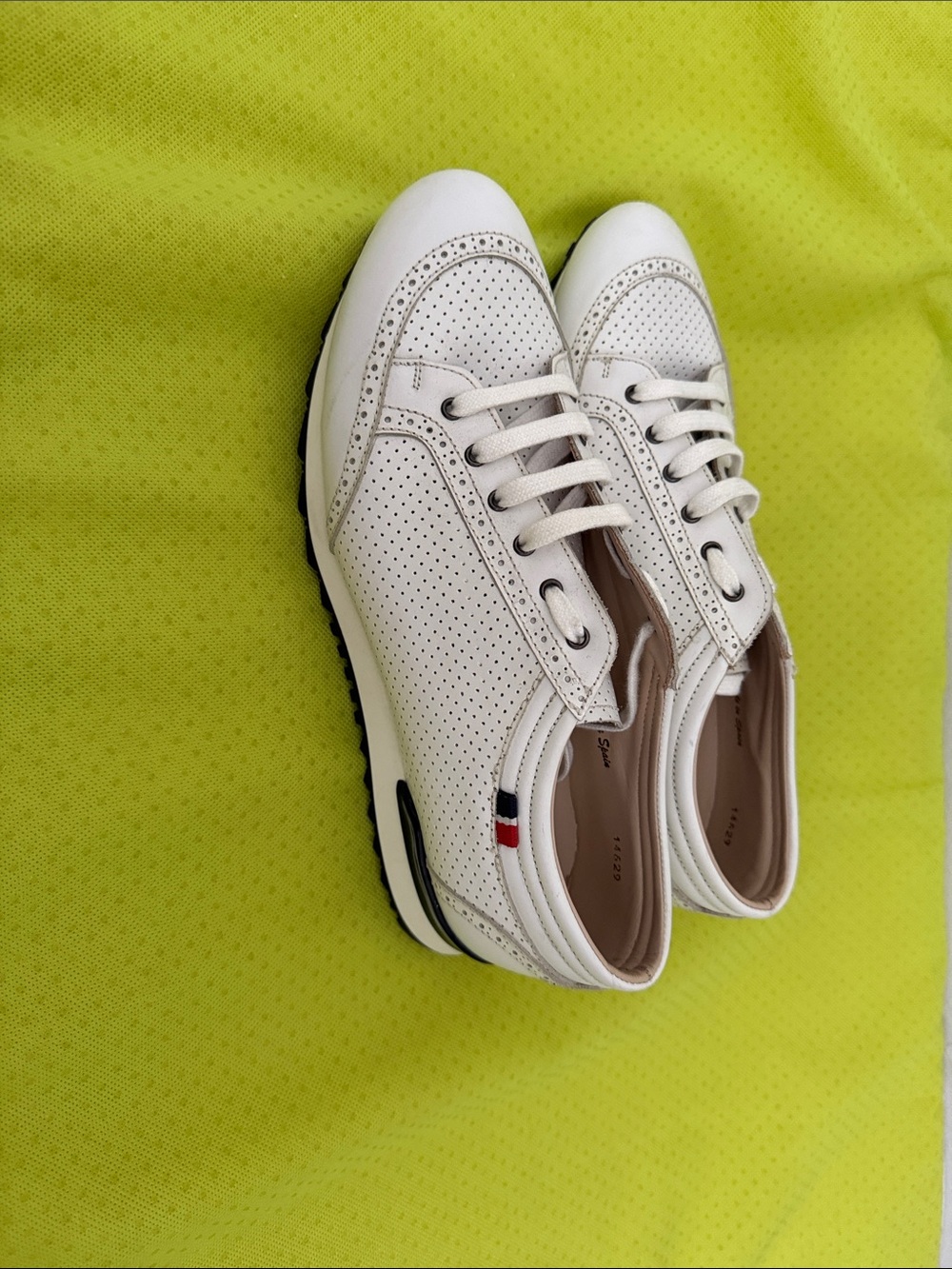Bacco Bucci White Perforated Leather Sneakers